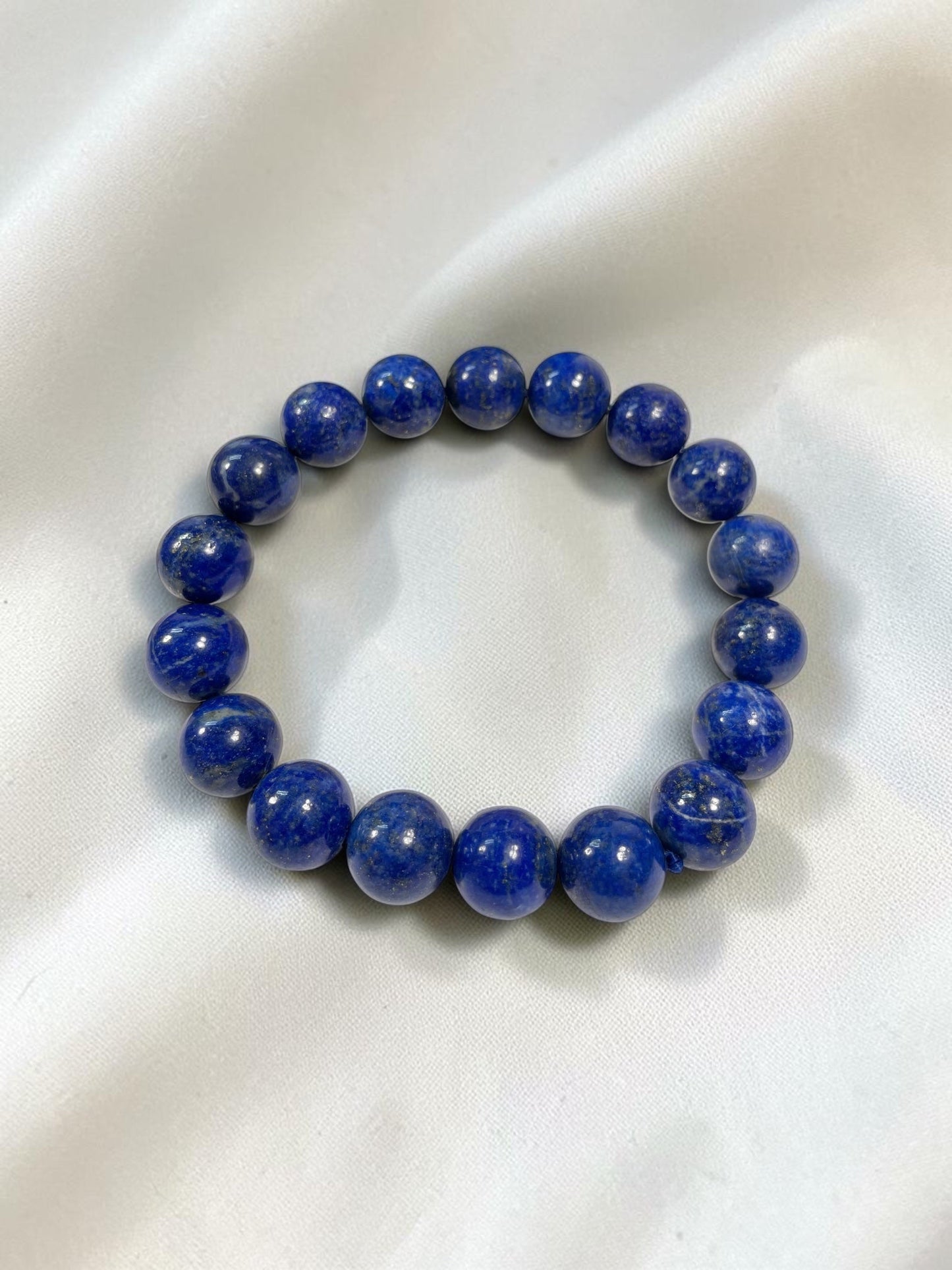 Lapislazuli Armband in königsblau aus runden 10 mm Perlen, Elastisches Lazurit Armband, Perlenarmband