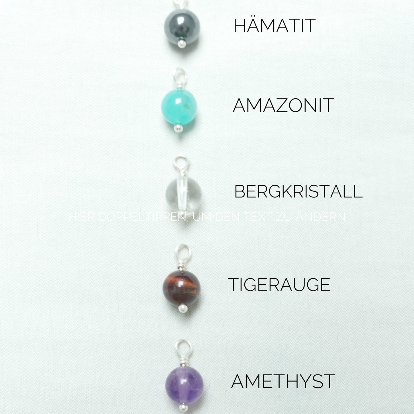 925 Silber Halskette mit Wechselanhänger | Naturstein Minimalistisch | Personalisierbar