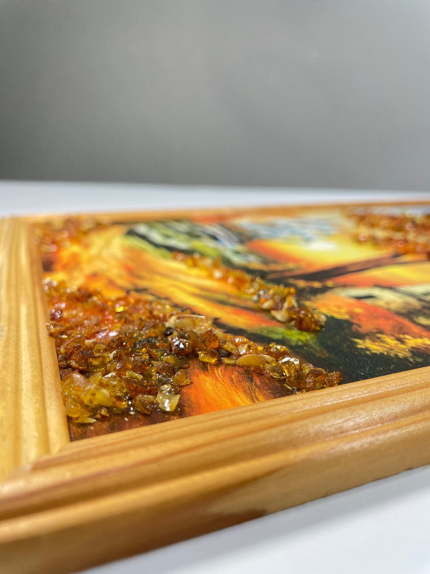 B-Ware | Bernsteinbild | Maritimes Wandbild mit Leuchtturm, Meer & Schiff