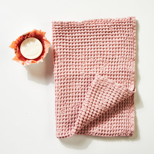 Leinen Baumwollhandtuch Waffelpique rosa