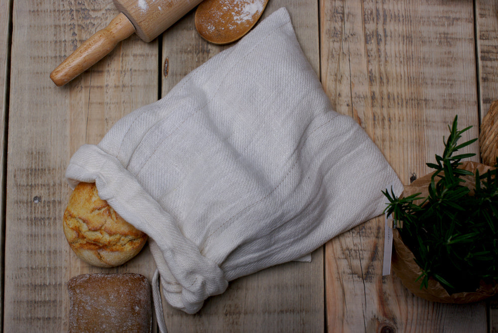 Brotbeutel Leinen weiß