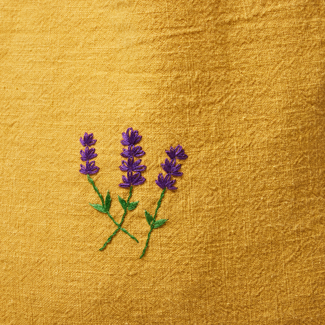 Leinentasche mit Lavendel Stickerei